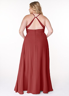 Azazie Davis Bridesmaid Dresses Rust A-Line V-Neck Chiffon Dress image8