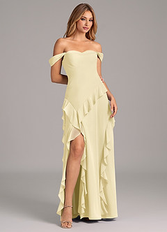 Azazie Sloane Bridesmaid Dresses Lemon Sorbet A-Line Sweetheart Neckline Chiffon Dress image4