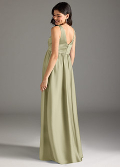 Azazie Yetta Maternity Bridesmaid Dresses A-Line Pleated Stretch Satin Floor-Length Dress image3