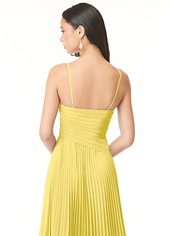 Azazie Vini Bridesmaid Dresses Canary A-Line V-Neck Pleated Chiffon Dress image5