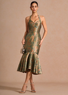 Harbor Vintage Teal Midi Dress Ready to Ship | Azazie DE