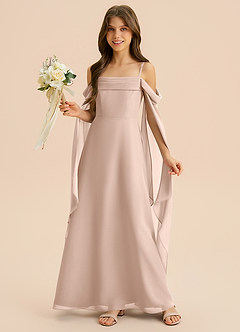 Azazie Moana Junior English Rose A-Line Pleated Chiffon Dress image4