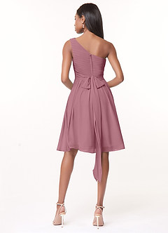 Azazie Katrina Robes de demoiselle d'honneur Robe Trapèze en Mousseline de soie Ue épaule Mauve Vintage image2