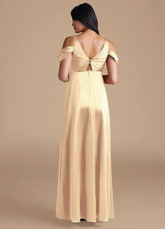 Azazie Rhea Maternity Bridesmaid Dresses A-Line Pleated Metallic Satin Floor-Length Dress image2