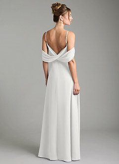 Azazie Mercedes Bridesmaid Dresses White A-Line Off the Shoulder Chiffon Dress image2