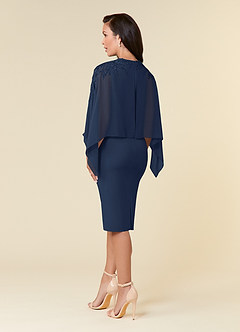 Azazie Maryam Mother of the Bride Dresses Dark Navy Sheath Lace Chiffon Dress image3