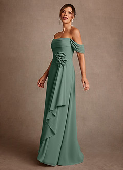 Azazie Amherst vestidos de madre de la novia Vestido de Eucalipto de Gasa de Corte en A con Vestidos sin tirantes image4