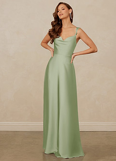 Christian Siriano Bridal for Azazie 1001 Bridesmaid Dresses Dusty Sage A-Line Sweetheart Neckline Stretch Satin Dress image10