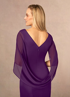 Azazie Belladonna Kleider für die Brautmutter Meerjungfrau-Linie Schaufel Gefaltet Gittergewebe Kleid Traube image6