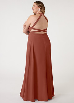 Azazie Clarice Bridesmaid Dresses Auburn A-Line Halter Chiffon Dress image12