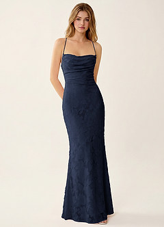 Natasha Navy Jacquard Corset Mermaid Prom Dress image5