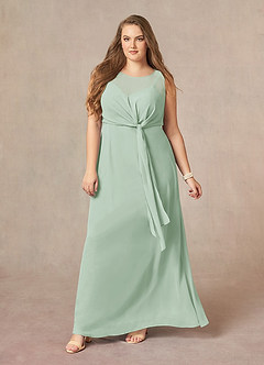 Azazie Marchioness Kleider für die Brautmutter A-Linie Schaufel Gefaltet Chiffon Kleid Agave image10