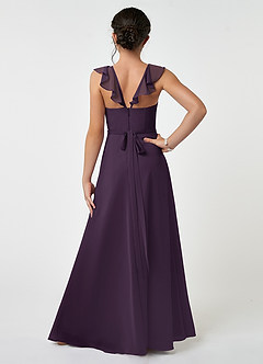 Azazie Emily Junior Plum A-Line Ruched Chiffon Dress image2