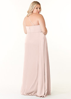 Azazie Maron Bridesmaid Dresses Blushing Pink A-Line One Shoulder Stretch Satin Dress image9