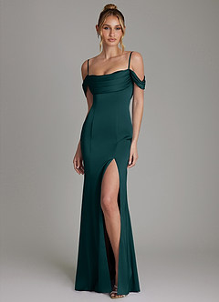 Azazie Nira Brautjungfernkleider Meerjungfrau-Linie Korsett Stretch-Satin Kleid Kiefer image5