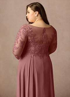 Azazie Marge Mother of the Bride Dresses Desert Rose A-Line Scoop Lace Chiffon Dress image12