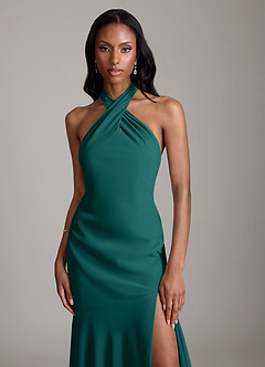 Azazie Lorena Bridesmaid Dresses Peacock Mermaid Pleated Chiffon Dress image5