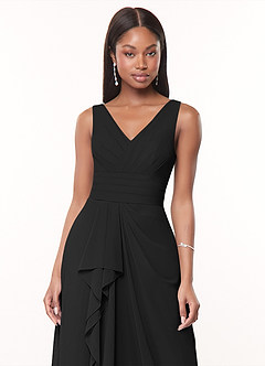 Azazie Julianna Bridesmaid Dresses Black A-Line Chiffon Dress image5
