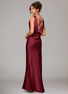 Azazie Rylina Bridesmaid Dresses Burgundy Mermaid Stretch Satin Dress image4