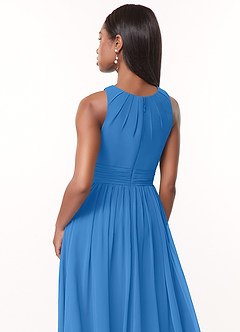 Azazie Harper Bridesmaid Dresses Blue Jay A-Line Pleated Chiffon Dress image4