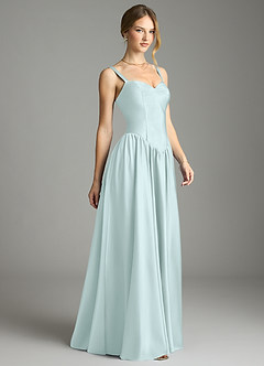 Azazie Evadina Suknie dla druhen Linia A Gorset Satyna elastyczna Do ziemi Sukienka image4