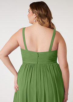 Azazie Chanel Jurken voor bruidsmeisjes Jurk van Chiffon met A-lijn Geplooide Basilicum image11