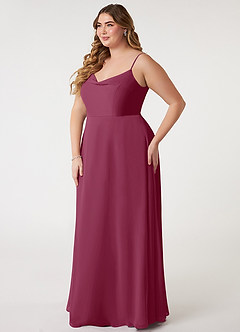 Azazie Daenerys Bridesmaid Dresses Mulberry A-Line Cowl Chiffon Dress image10