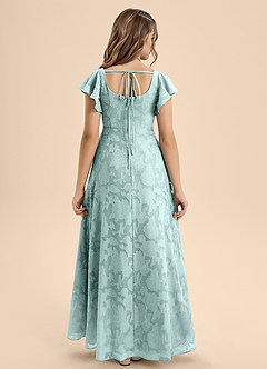 Azazie Bondi Junior A라인 절하다 플로럴 번아웃 플로어 길이 주니어 신부 들러리 드레스 image2