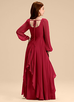 Azazie Clara Junior Scarlet A-Line Blouson Chiffon Dress image8