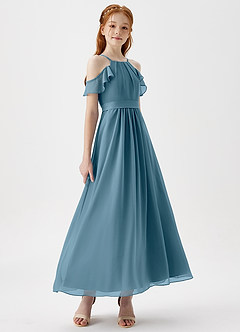Azazie Chaya Junior Bermuda A-Line Off the Shoulder Chiffon Dress image6