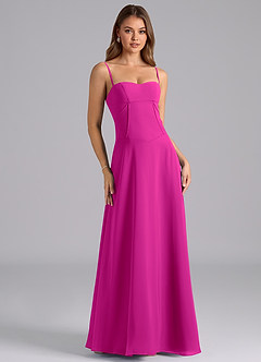 Azazie Valentine Jurken voor bruidsmeisjes Jurk van Chiffon met A-Lijn Korset Fuchsia image1