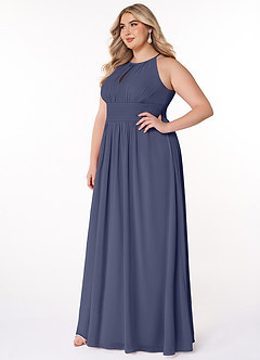 Azazie Bonnie Bridesmaid Dresses Stormy A-Line Keyhole Ruched Chiffon Dress image8