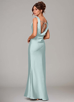 Azazie Rylina Bridesmaid Dresses Mist Mermaid Stretch Satin Dress image4