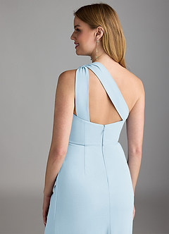 Azazie Maive Venta Final Vestido de Black de Crepé elástico de Corte Recto con Volante image6