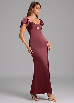 Azazie Demia Bridesmaid Dresses Merlot Sheath Sweetheart Neckline Stretch Satin Dress image3