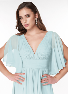 Azazie Temeka Bridesmaid Dresses Mist A-Line Ruched Chiffon Dress image6