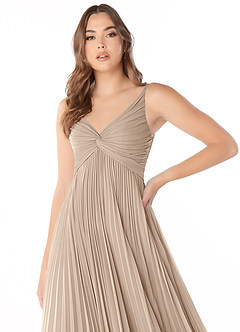 Azazie Raychelle Bridesmaid Dresses Taupe A-Line V-Neck Chiffon Dress image6