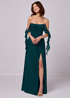 Barbie ♥ Azazie Bridesmaid Dresses A-Line Off the Shoulder Chiffon Floor-Length Dress image4