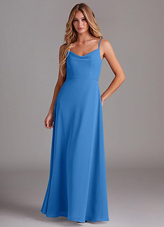 Azazie Daenerys Abiti da Damigella Abito A-Line in Chiffon con Scollo a Cappuccio Blue Jay image1