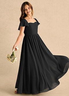 Azazie Patsy Girls Formal Flower Girl Klänningar Klänning A-linje i Chiffong Hjärtformad urringning image3
