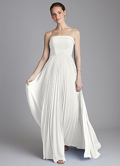 Azazie Mariana Bridesmaid Dresses White A-Line Strapless Chiffon Dress image5