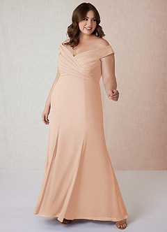 Azazie Lecia Bridesmaid Dresses English Rose Empire Off-The-Shoulder Pleated Chiffon Convertible Dress image15