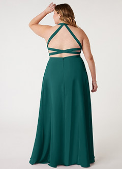 Azazie Clarice Bridesmaid Dresses Peacock A-Line Halter Chiffon Dress image9