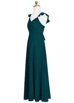 Azazie Emily Junior Pine A-Line Ruched Chiffon Dress image7