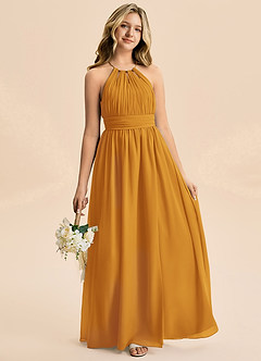 Azazie Noelle Junior Butterscotch A-Line Pleated Chiffon Dress image1
