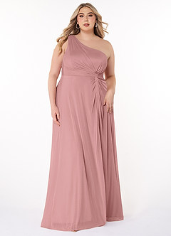 Azazie Brooke Abiti da Damigella Abito A-Line in Maglia Monospalla Rosa Polverosa image6