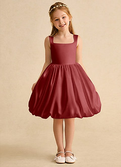 Azazie Nirvana Jurken voor bloemenmeisjes Baljurk Jurk van Mat Satijn Ruches Roest image2