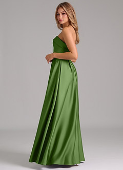 Azazie Lucienne Vestidos de damas de honor Vestido de Albahaca de Satén Elástico de Línea A Convertible con Sin tirantes image3