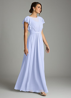 Azazie Daphne Modest Bridesmaid Dresses A-Line Ruffled Chiffon Floor-Length Dress image4