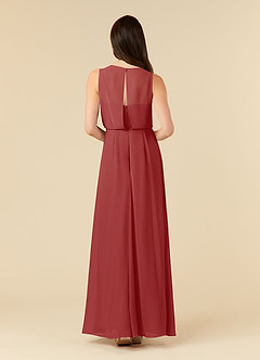 Azazie Marchioness Mother of the Bride Dresses Rust A-Line Scoop Pleated Chiffon Dress image2
